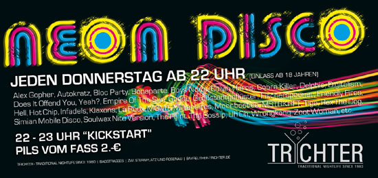 NEON DISCO - donnerstags im Trichter in Bayreuth